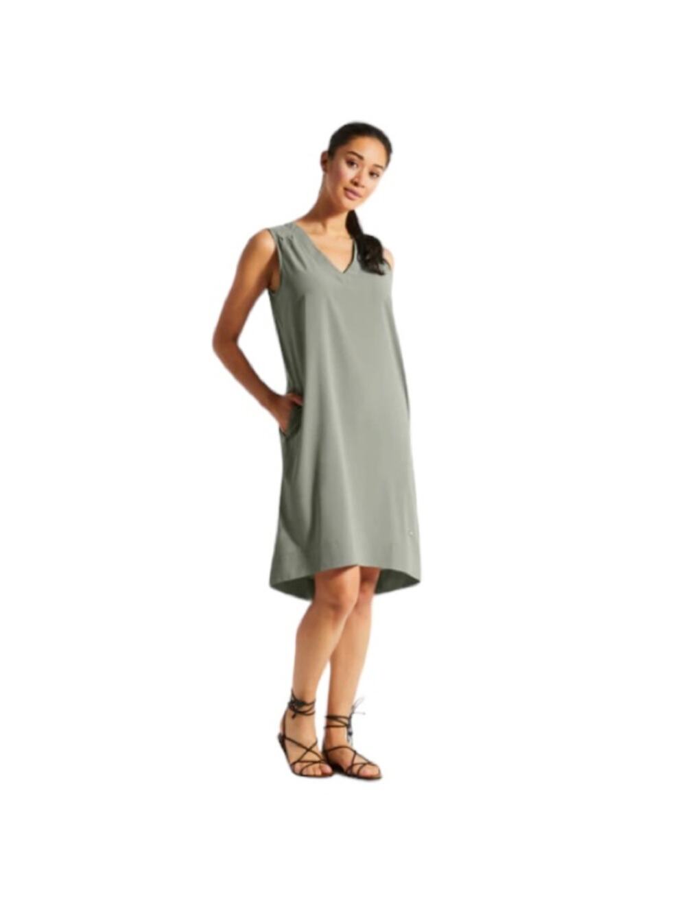 FIG Pao Sage Green Sustainable Dress M Coastal Grandmother Resort Chic